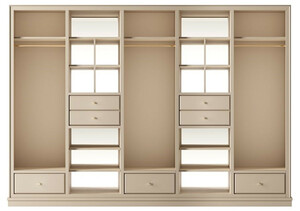 Casa Padrino Luxus Kleiderschrank Beige 326 x 60 x H. 230 cm - Offener Schlafzimmer Schrank - Schlafzimmer M�bel - Hotel M�bel - Luxus M�bel - Luxus Einrichtung - Schlafzimmer Einrichtung