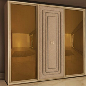 Casa Padrino Luxus Schlafzimmerschrank Beige / Taupe / Gold - Massivholz Kleiderschrank mit 3 Schiebet�ren - Schlafzimmer M�bel - Hotel M�bel - Luxus M�bel - Luxus Qualit�t - Made in Italy