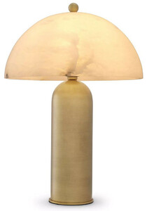 Casa Padrino Luxus Tischleuchte Antik Messing / Alabaster  39,5 x H. 58 cm - Runde Metall Schreibtschleuchte mit Alabaster Lampenschirm - Luxus Leuchten - Luxus M�bel - Luxus Interior