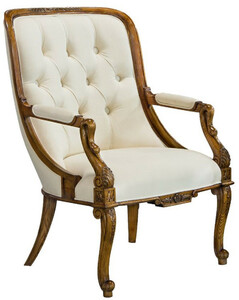 Casa Padrino Luxus Barock Sessel Creme / Braun - Prunkvoller Wohnzimmer Sessel - Barockstil Wohnzimmer M�bel - Luxus M�bel im Barockstil - Barock Einrichtung - Wohnzimmer Einrichtung