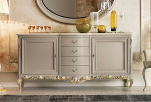 Casa Padrino Luxus Barock Sideboard Grau / Braun / Creme / Gold - Handgefertigter Massivholz Schrank - Barock Mbel - Luxus Mbel Mbel im Barockstil - Luxus Qualitt - Made in Italy