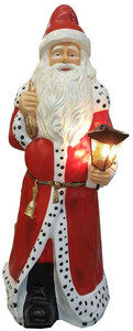Casa Padrino Luxus Deko Skulptur Weihnachtsmann mit Laterne Rot / Mehrfarbig H. 190 cm - Lebengro�e Weihnachts Deko Figur - XXL Deko Skulptur - XXL Deko Figur - XXL Weihnachts Skulptur
