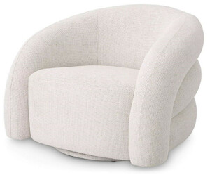 Casa Padrino Luxus Drehsessel Wei� 91 x 80 x H. 66 cm - Wohnzimmer Sessel - Wohnzimmer M�bel - Luxus M�bel - Wohnzimmer Einrichtung - Luxus Einrichtung