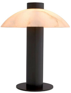 Casa Padrino Luxus Tischleuchte Bronze / Alabaster  39,5 x H. 49 cm - Runde Metall Schreibtschleuchte mit Alabaster Lampenschirm - Luxus Leuchten - Luxus M�bel - Luxus Interior