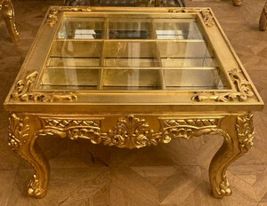 Casa Padrino Barock Couchtisch mit aufklapparer Tischplatte Gold - Prunkvoller Massivholz Wohnzimmertisch im Barockstil - Barockstil Wohnzimmer Mbel - Barock Mbel - Antik Stil Wohnzimmer Mbel