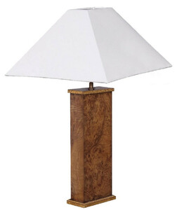 Casa Padrino Luxus Tischleuchte Braun / Wei� 45 x 39 x H. 72 cm - Massivholz Schreibtischleuchte mit Lampenschirm - Luxus Tischleuchten - Luxus Schreibtischleuchten - Luxus Interior