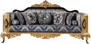 Casa Padrino Luxus Barock Sofa Blau / Schwarz / Gold - Prunkvolles Wohnzimmer Sofa - Barockstil Wohnzimmer Mbel - Luxus Mbel im Barockstil - Barock Wohnzimmer Einrichtung
