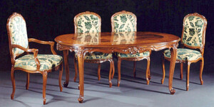 Casa Padrino Luxus Barock Esszimmer Set Creme / Gr�n / Braun - 1 Barock Esstisch & 6 Barock Esszimmerst�hle - Luxus Esszimmer M�bel im Barockstil - Barock M�bel - Luxus Qualit�t - Made in Italy