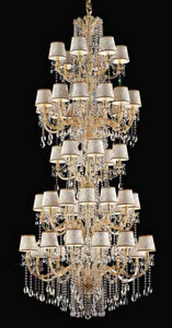 Casa Padrino Luxus Barock Kristall Kronleuchter Gold / Silber  120 x H. 240 cm - Riesiger Kronleuchter mit venezianischen Kristallglas - Edel & Prunkvoll - Luxus Qualitt - Made in Italy