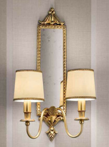 Casa Padrino Luxus Barock Doppel Wandleuchte mit Spiegel Gold / Elfenbein 35 x 18 x H. 60 cm - Prunkvolle Wandlampe im Barockstil - Barock Leuchten - Luxus Qualitt - Made in Italy