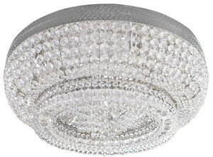Casa Padrino Luxus Barock Kristall Deckenleuchte Silber  60 cm - Runde Barockstil Deckenlampe - Barock Wohnzimmer Decken Kronleuchter - Barock Leuchten - Barock M�bel - Edel & Prunkvoll
