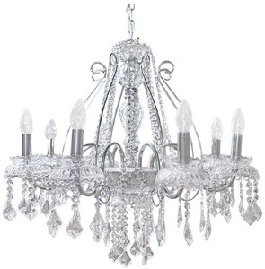 Casa Padrino Luxus Barock Kristall Kronleuchter Silber  58 cm - Prunkvoller Wohnzimmer Kronleuchter im Barockstil - Hotel Kronleuchter - Barock Kristall Leuchten - Barock Interior