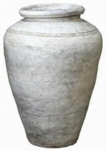 Casa Padrino Luxus Barock Terracotta Vase Antik Wei�  45 x H. 114 cm - Handgefertigte Antik Stil Blumenvase - Blumentopf - Pflanzentopf - Barock Deko Accessoires - Barockstil Garten Deko
