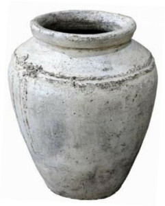 Casa Padrino Luxus Barock Terracotta Vase Antik Wei�  80 x H. 117 cm - Handgefertigte Antik Stil Blumenvase - Blumentopf - Pflanzentopf - Barock Deko Accessoires - Barockstil Garten Deko