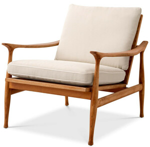 Casa Padrino Luxus Teakholz Sessel mit Kissen Naturfarben / Creme 77 x 82,5 x H. 76,5 cm - Garten Sessel - Wohnzimmer Sessel - Garten Mbel - Wohnzimmer Mbel - Luxus Mbel