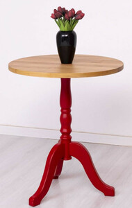 Casa Padrino Landhausstil Esstisch Naturfarben / Rot  70 x H. 78 cm - Runder Massivholz K�chentisch - Esszimmer M�bel im Landhausstil - Massivholz Esszimmer M�bel - Landhausstil M�bel