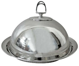 Casa Padrino Jugendstil Servierschale mit Deckel Silber  30 x H. 19 cm - Rundes Messing Serviertablett - Gastronomie Accessoires - Restaurant Accessoires - Hotel Accessoires