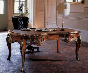 Casa Padrino Luxus Barock Schreibtisch mit 3 Schubladen Braun / Gold 200 x 100 x H 80 cm - CPBlack Luxus Sekretr Made in Italy