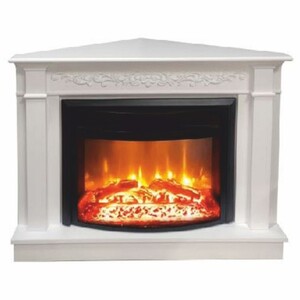 Casa Padrino Barock Elektro Eckkkamin Wei� / Schwarz 107 x 63 x H. 84 cm - Wohnzimmer Deko Kamin mit Fernbedienung - Wohnzimmer M�bel im Barockstil - Barock M�bel - Barock Elektro Kamine