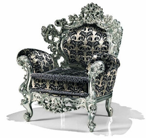 Casa Padrino Luxus Barock Sessel Silber / Schwarz / Silber - Barockstil Wohnzimmer Sessel mit elegantem Muster - Barock Mbel - Barock Wohnzimmer & Hotel Mbel - Luxus Qualitt - Made in Italy