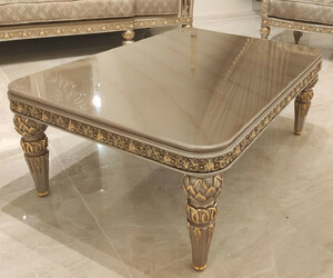 Casa Padrino Luxus Barock Couchtisch Gold / Grau / Gold - Prunkvoller Wohnzimmertisch im Barockstil - Barockstil Wohnzimmer M�bel - Barock Einrichtung - Barock M�bel - Luxus M�bel im Barockstil