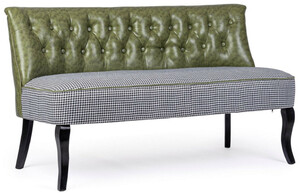 Casa Padrino Luxus Chesterfield Kunstleder Sofa Dunkelgrn / Wei / Schwarz 136 x 66 x H. 76 cm - Wohnzimmer Sofa - Wohnzimmer Mbel - Chesterfield Mbel - Luxus Mbel - Luxus Einrichtung