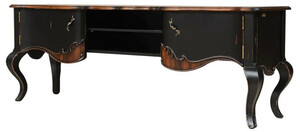 Casa Padrino Luxus Barock TV Schrank Braun / Antik Schwarz 182 x 48,5 x H. 63 cm - Prunkvolles Massivholz Sideboard mit 2 T�ren - Luxus M�bel im Barockstil - Barock M�bel - Barock Einrichtung