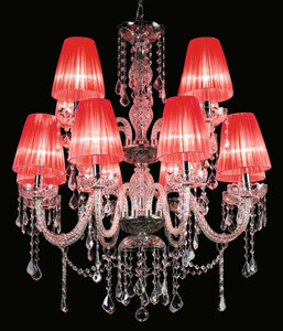 Casa Padrino Luxus Barock Kristall Kronleuchter Silber / Rot  80 x H. 90 cm - Prunkvoller Barockstil Kronleuchter mit venzezianischem Glas und Swarovski Kristallglas - Made in Italy