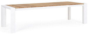 Casa Padrino Luxus Gartentisch Naturfarben / Wei� 228-294 x 100 x H. 75 cm - Ausziehbarer Garten Esstisch mit Teakholz Tischplatte und Aluminium Beinen - Luxus Garten & Terrassen M�bel