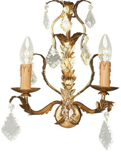 Casa Padrino Luxus Barock Doppel Wandleuchte Antik Gold 28 x 17 x H. 34 cm - Elegante Kristall Wandlampe - Wohnzimmer Wandleuchte im Barockstil - Barock Leuchten - Luxus Qualit�t - Made in Italy