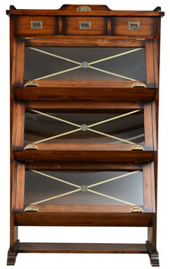 Casa Padrino Luxus Vintage Stil B�cherschrank Braun / Messing 96,5 x 47 x H. 166,5 cm - Massivholz Schrank - Wohnzimmer Schrank - B�ro Schrank - B�ro M�bel - Luxus Vintage Stil M�bel