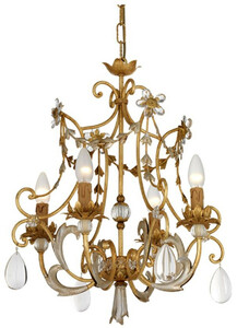 Casa Padrino Luxus Barock Kristall Kronleuchter Antik Gold / Antik Silber  45 x H. 55 cm - Prunkvoller Wohnzimmer Kronleuchter im Barockstil - Luxus Qualit�t - Made in Italy