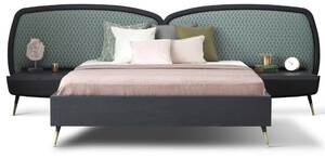 Casa Padrino Luxus Schlafzimmer Set Gr�n / Schwarz / Antik Messing - 1 Doppelbett mit Kopfteil & 2 Nachtkommoden - Luxus Schlafzimmer M�bel - Luxus Schlafzimmer Einrichtung