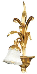 Casa Padrino Luxus Barock Wandleuchte Gold mit Patina / Wei� 22 x 25 x H. 49 cm - Elegante Barockstil Wandlampe mit edlem Murano Glas - Barock Leuchten - Luxus Qualit�t - Made in Italy