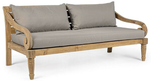 Casa Padrino Luxus Gartensofa Grau / Naturfarben 165 x 80 x H. 75 cm - Rustikales Teakholz Garten Sofa mit Kissen - Massivholz Garten M�bel - Rustikale Garten M�bel - Luxus Garten M�bel