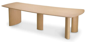 Casa Padrino Luxus Esstisch Naturfarben 300 x 120 x H. 76,5 cm - Massivholz K�chentisch mit leicht gebogener Tischplatte - Esszimmer M�bel - K�chen M�bel - Luxus M�bel - Luxus Einrichtung