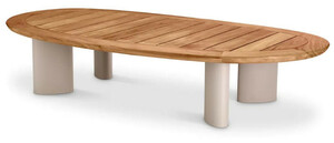 Casa Padrino Luxus Gartentisch Naturfarben / Sandfarben 170,5 x 85 x H. 34,5 cm - Garten Couchtisch mit Teakholz Tischplatte und Aluminium Beinen - Garten & Terrassen M�bel - Luxus Qualit�t