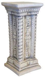 Casa Padrino Barock Garten Deko S�ule Grau 24 x 24 x H. 57 cm - Antik Stil Stein S�ule - Prunkvolle Gartens�ule - Barock Garten & Terrassen Deko Accessoires - Gartendeko im Barockstil