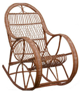 Casa Padrino Luxus Schaukelsessel Braun 53 x 120 x H. 115 cm - Handgefertigter Rattan Schaukelstuhl mit Armlehnen - Wohnzimmer M�bel - Garten M�bel - Rattan M�bel - Luxus M�bel