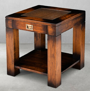 Casa Padrino Luxus Vintage Stil Beistelltisch Braun 50 x 50 x H. 55 cm - Quadratischer Nachttisch mit Schublade - Wohnzimmer M�bel - Schlafzimmer M�bel - Luxus Vintage Stil M�bel