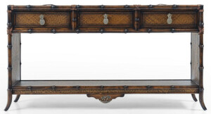 Casa Padrino Luxus Vintage Stil Konsole Braun 184 x 39 x H. 88 cm - Massivholz Konsolentisch mit 3 Schubladen - Massivholz M�bel - Vintage Stil M�bel - Luxus M�bel