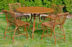 Casa Padrino Jugendstil Garten M�bel Set Braun - 1 Runder Garten Tisch & 4 Garten St�hle - Nostalgische Schmiedeeisen Garten M�bel - Barock & Jugendstil Garten M�bel
