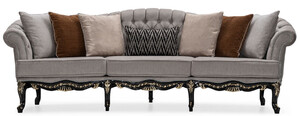 Casa Padrino Luxus Barock Wohnzimmer Sofa Grau / Schwarz / Gold - Handgefertigtes Barockstil Sofa mit dekorativen Kissen - Luxus Wohnzimmer M�bel im Barockstil - Barock M�bel - Edel & Prunkvoll