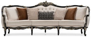 Casa Padrino Luxus Barock Wohnzimmer Sofa Creme / Schwarz / Gold - Handgefertigtes Barockstil Sofa mit dekorativen Kissen - Luxus Wohnzimmer M�bel im Barockstil - Barock M�bel - Edel & Prunkvoll