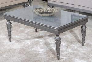 Casa Padrino Luxus Barock Couchtisch Grau - Rechteckiger Massivholz Wohnzimmertisch im Barockstil - Barock M�bel - Luxus M�bel im Barockstil - Barock Einrichtung - Edel & Prunkvoll