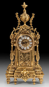Casa Padrino Luxus Barock Tischuhr Gold 21 x H. 44 cm - Handgefertigte Bronze Uhr im Barockstil - Barock Schreibtischuhr - Barock Schreibtisch Deko - Barock Deko Accessoires - Barockstil Uhren