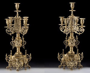 Casa Padrino Luxus Barock Kerzenhalter Set Gold  23 x H. 50 cm - Handgefertigte Barockstil Bronze Kerzenst�nder - Barock Deko Accessoires - Barock Interior - Barock M�bel - Edel & Prunkvoll