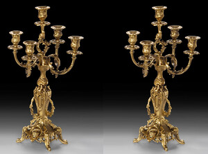 Casa Padrino Luxus Barock Kerzenhalter Set Gold  28 x H. 47 cm - Handgefertigte Barockstil Bronze Kerzenst�nder - Barock Deko Accessoires - Barock Interior - Barock M�bel - Edel & Prunkvoll