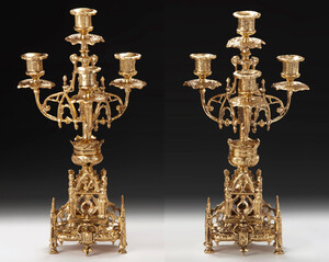 Casa Padrino Luxus Barock Kerzenhalter Set Gold  21 x H. 41 cm - Handgefertigte Barockstil Bronze Kerzenst�nder - Barock Deko Accessoires - Barock Interior - Barock M�bel - Edel & Prunkvoll