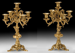 Casa Padrino Luxus Barock Kerzenhalter Set Gold  25 x H. 38 cm - Handgefertigte Barockstil Bronze Kerzenst�nder - Barock Deko Accessoires - Barock Interior - Barock M�bel - Edel & Prunkvoll